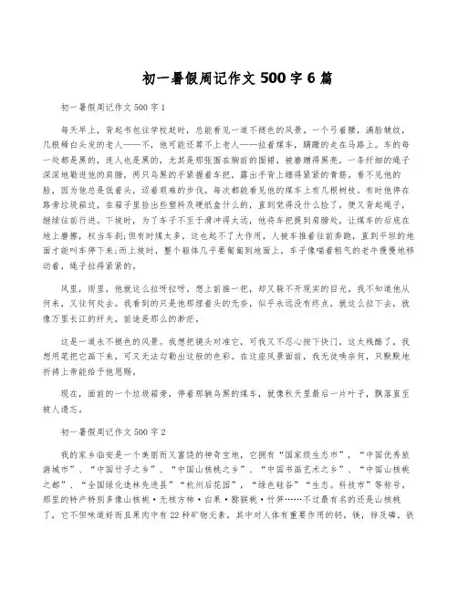 初一暑假周记作文500字6篇