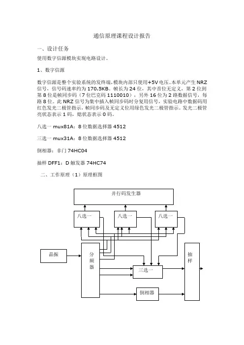 通信原理课程设计报告数字基带信号