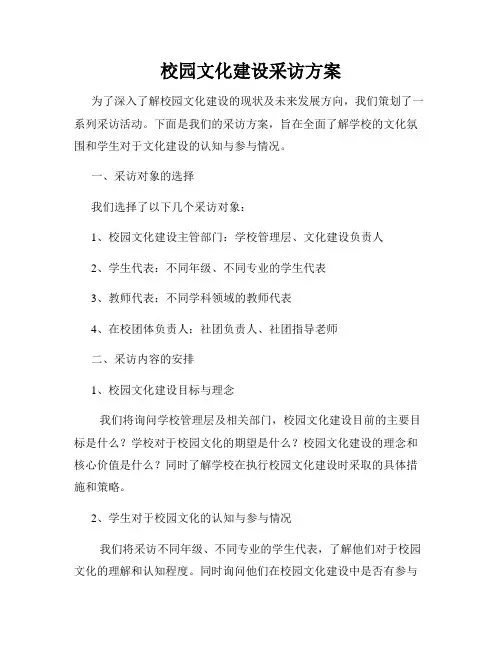 校园文化建设采访方案