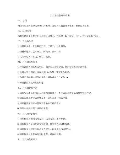 刀具安全管理制度表