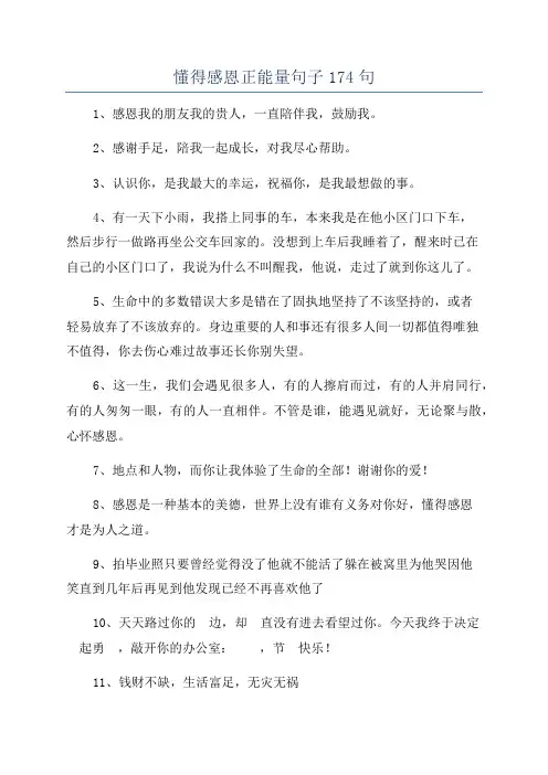 懂得感恩正能量句子174句