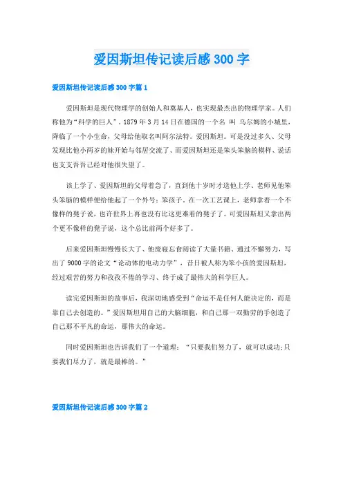 爱因斯坦传记读后感300字