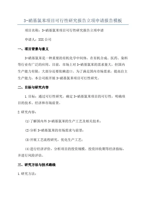 3-硝基氯苯项目可行性研究报告立项申请报告模板