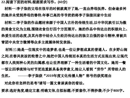 高考作文写作指导——李子柒ppt