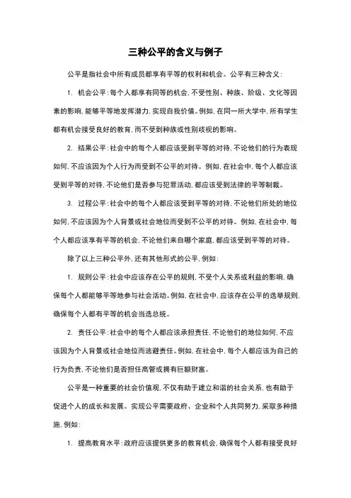三种公平的含义与例子