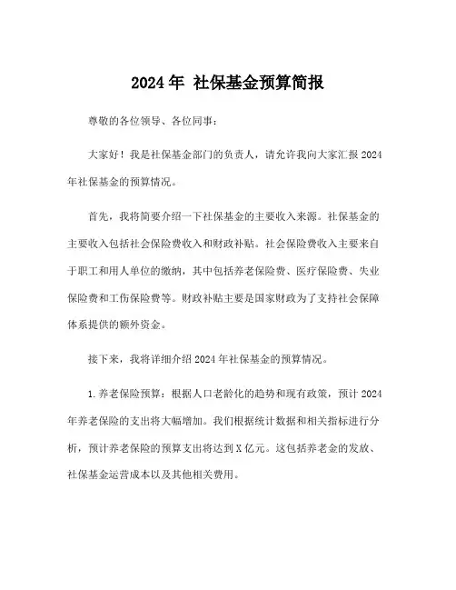 2024年 社保基金预算简报