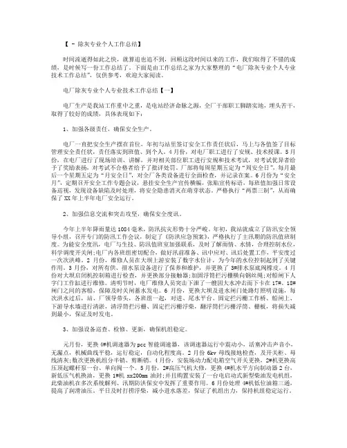 电厂除灰专业个人专业技术工作总结3篇.doc