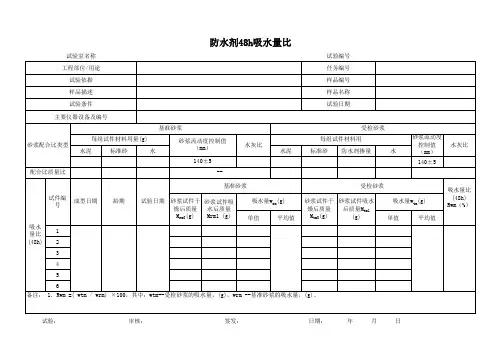防水剂48h吸水量比