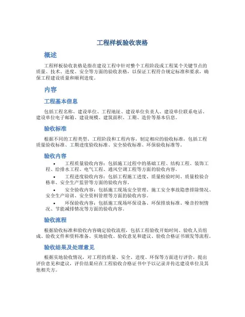 工程样板验收表格