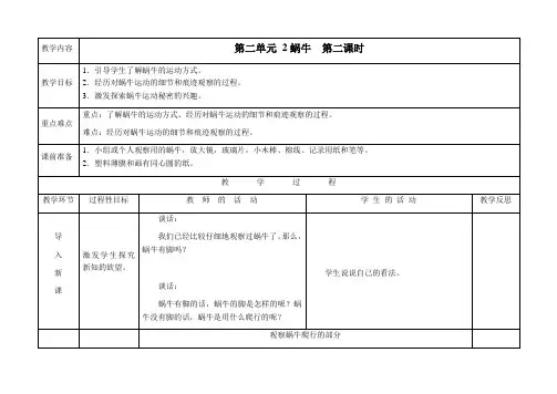 小学科学蜗牛 教案示例2(第二课时) (1)