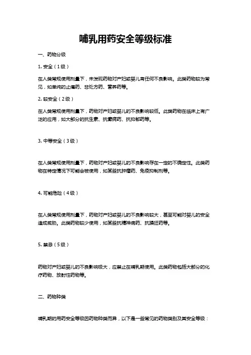 哺乳用药安全等级标准