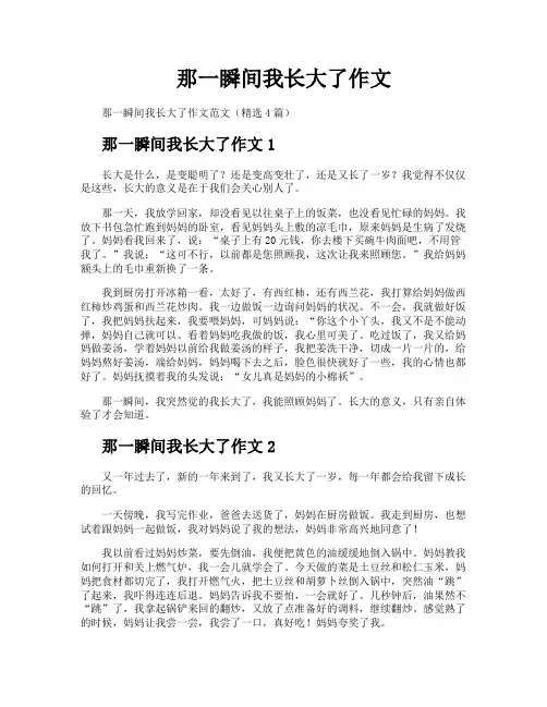那一瞬间我长大了作文