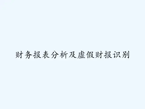 财务报表分析及虚假财报识别ppt