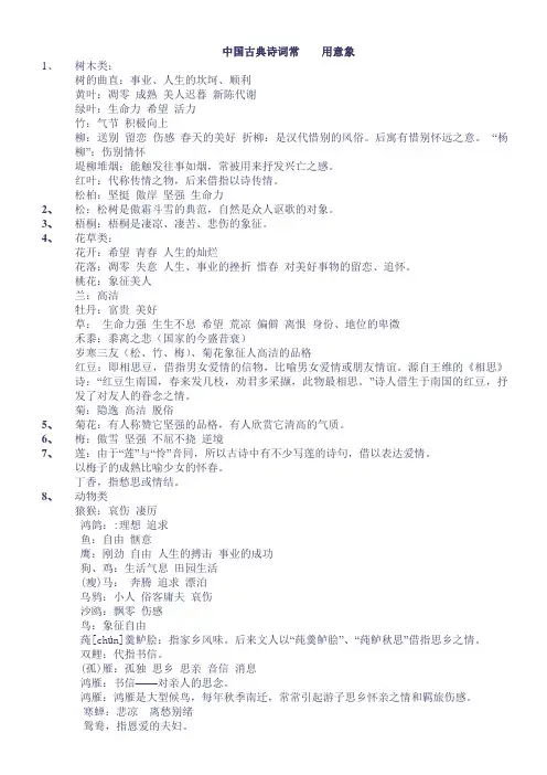 中国古典诗词常用意象