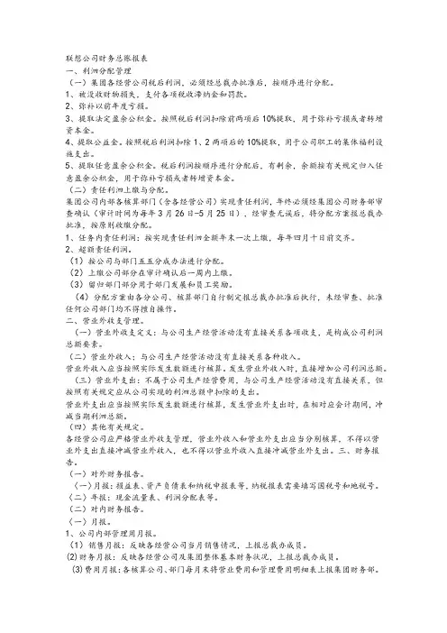 联想公司财务总账报表