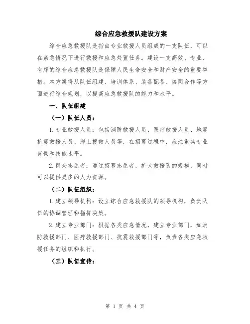 综合应急救援队建设方案