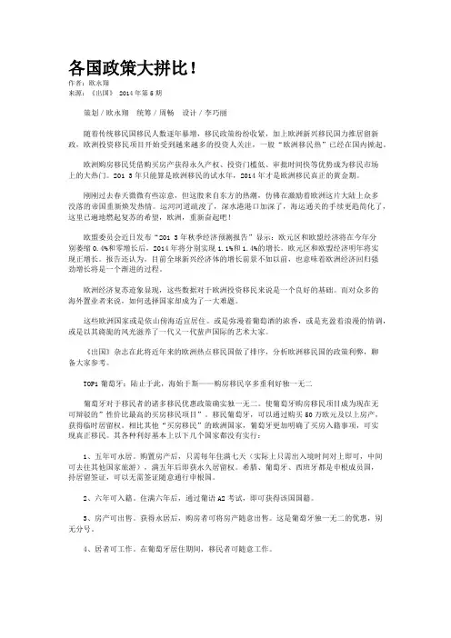 各国政策大拼比!