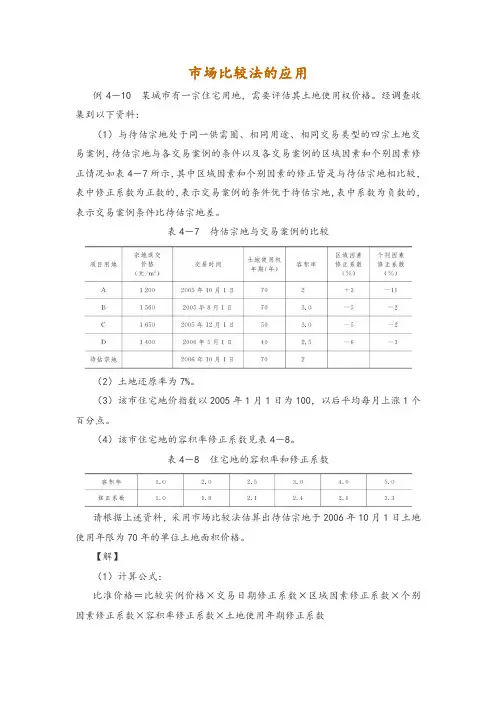 市场比较法的应用