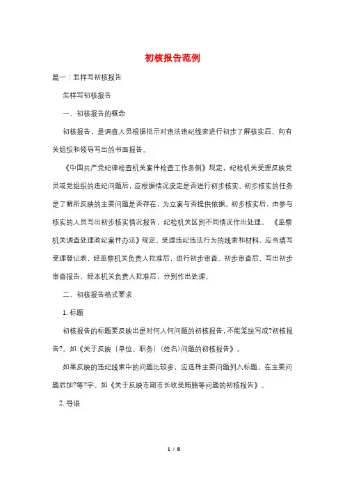 初核报告范例