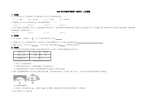 2023年九年级中考数学一轮复习：二次函数(含解析)