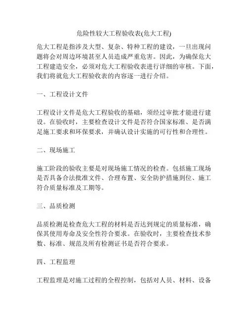 危险性较大工程验收表(危大工程)
