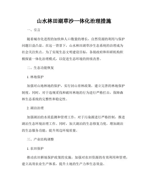 山水林田湖草沙一体化治理措施