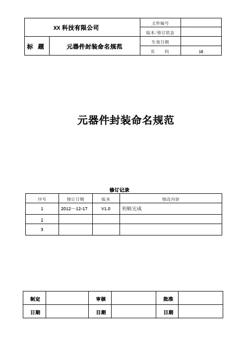 元器件封装命名规范