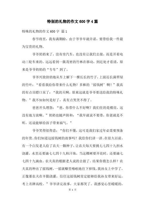特别的礼物的作文600字4篇