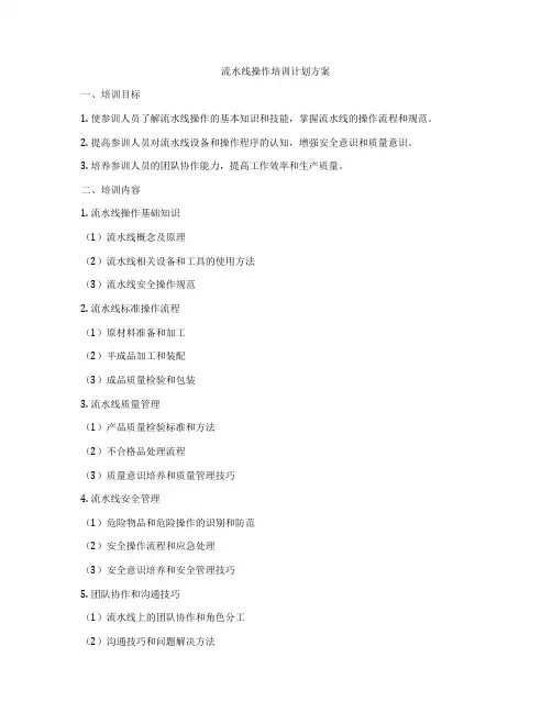 流水线操作培训计划方案