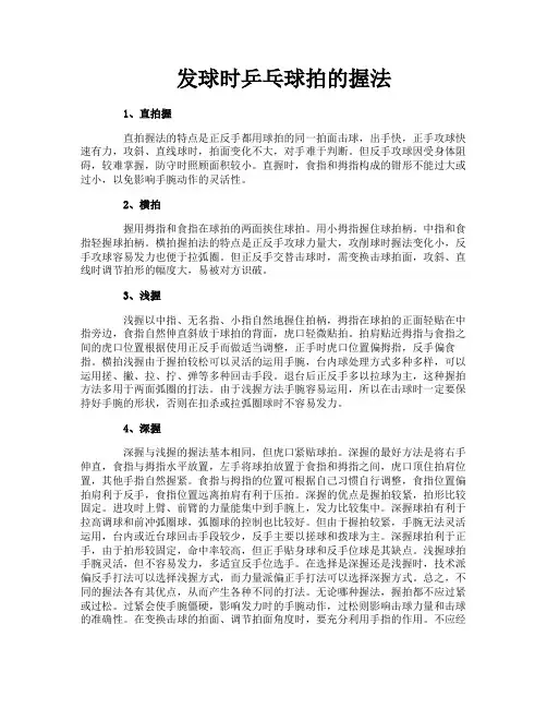 发球时乒乓球拍的握法