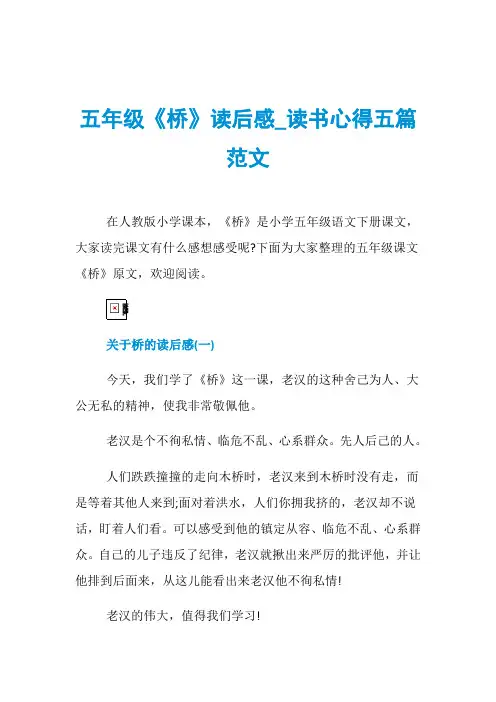 五年级《桥》读后感_读书心得五篇范文