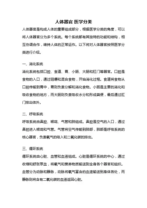 人体器官 医学分类