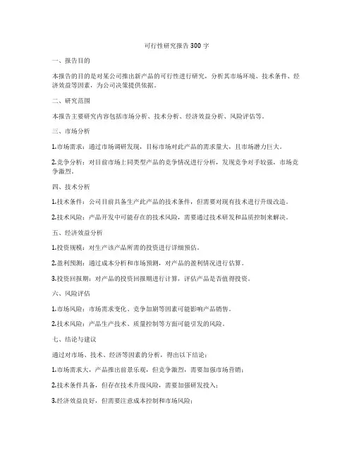 可行性研究报告300字