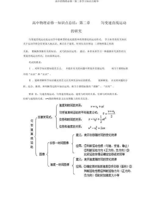 高中的物理必修一第二章学习知识点精华