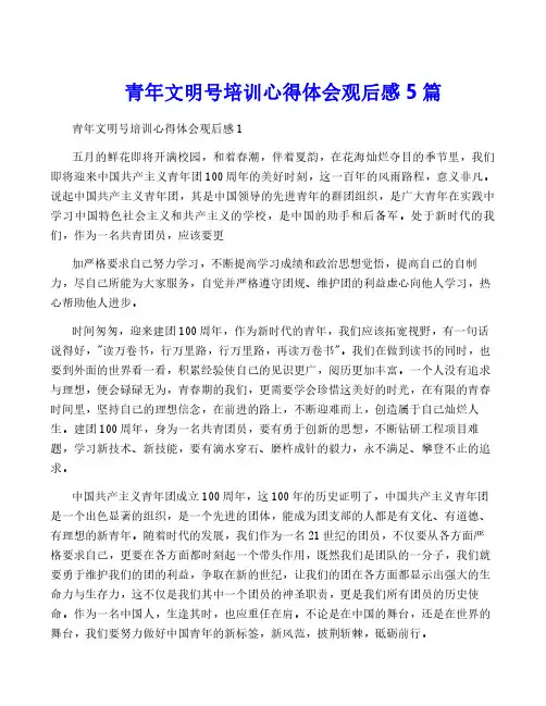 青年文明号培训心得体会观后感5篇