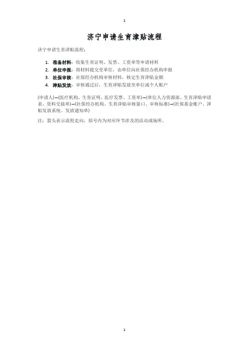济宁申请生育津贴流程