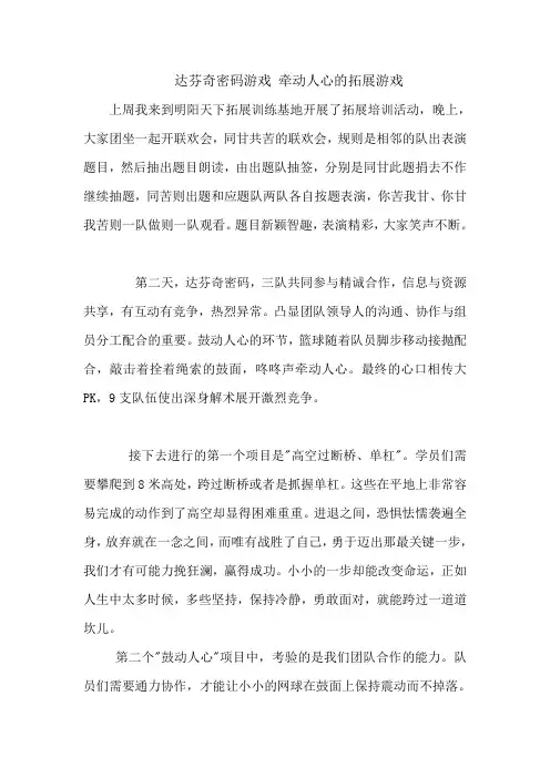 拓展心得体会：达芬奇密码游戏 牵动人心的拓展游戏