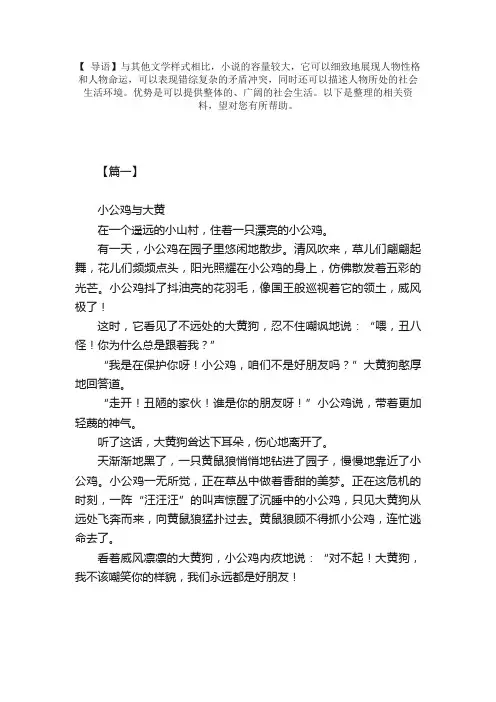 二年级小学生小说作文范文三篇