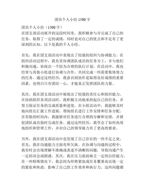 团员个人小结1500字