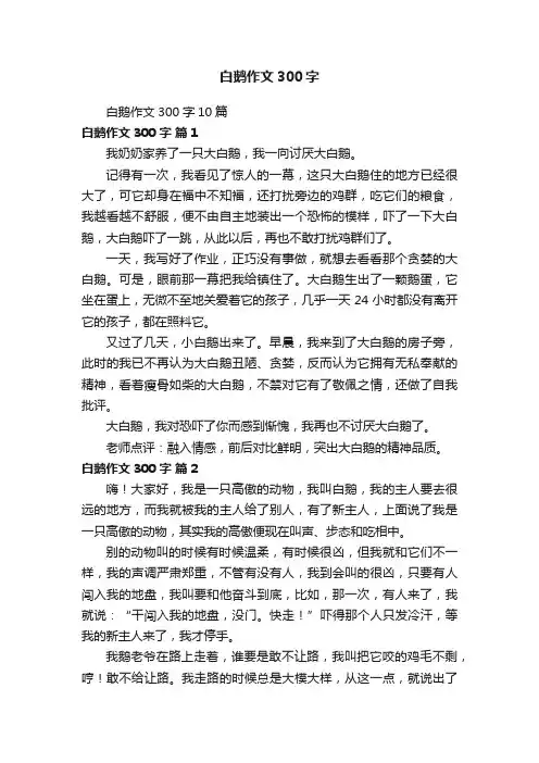 白鹅作文300字10篇