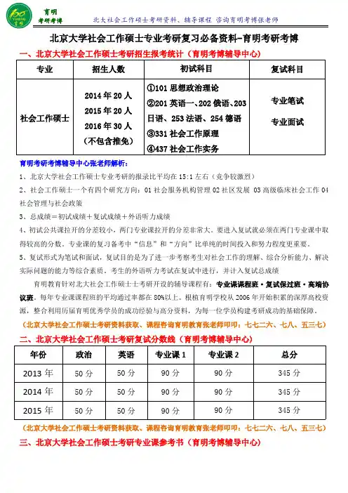 2017年北京大学社会学系社会工作硕士考研真题考试资料考试内容分析-育明考研考博