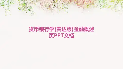 2024版货币银行学(黄达版)金融概述页PPT文档