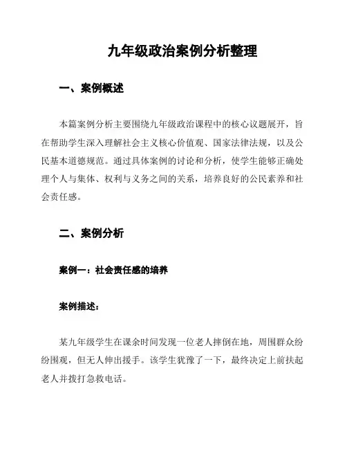 九年级政治案例分析整理