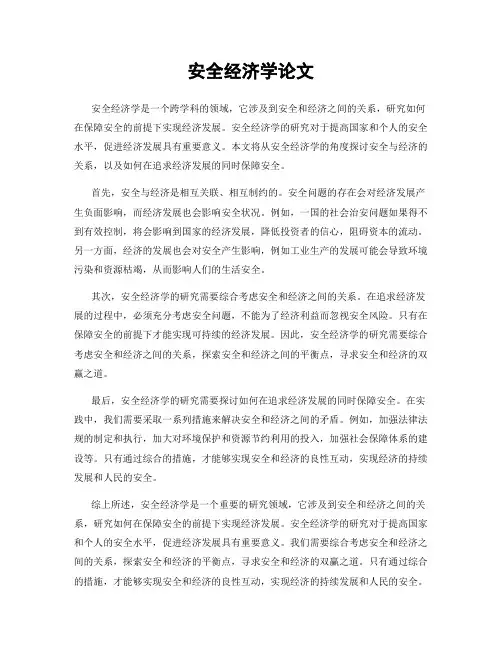 安全经济学论文
