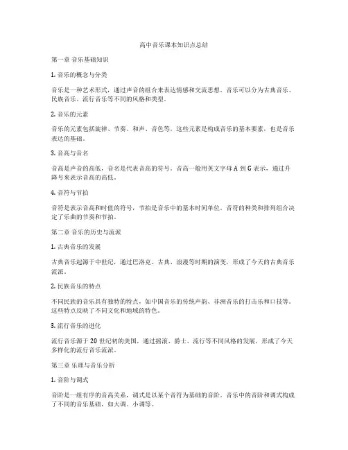 高中音乐课本知识点总结