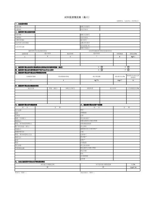 对外投资情况表(实用表格模板)