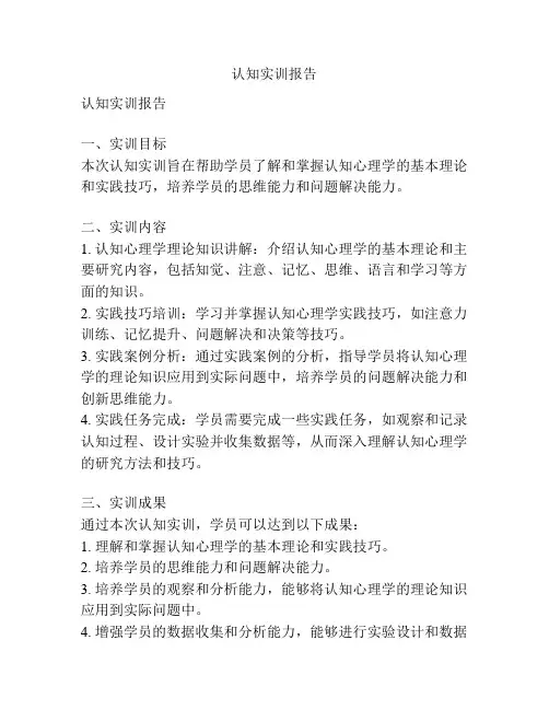 认知实训报告