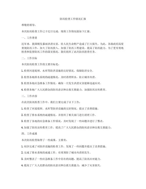 防汛检查工作情况汇报