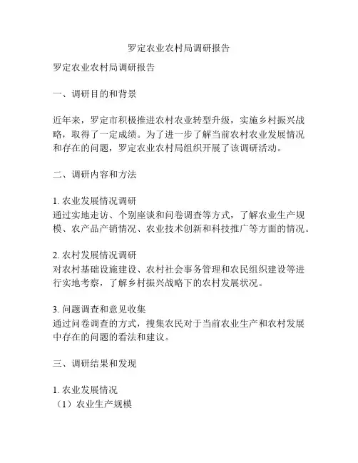 罗定农业农村局调研报告