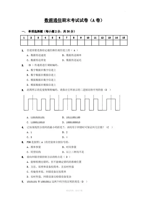 数字通信考试试题
